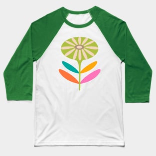 TAMI Mid-Century Modern Mod Floral Round Daisy in Bright Multi-Colours - UnBlink Studio by Jackie Tahara Baseball T-Shirt